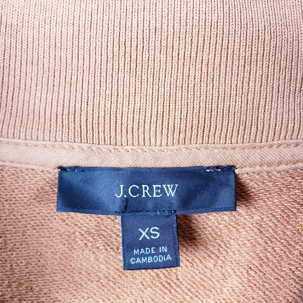 J. Crew University Terry Half-Zip Cropped Sweatshirt Mock Neck Size XS Clay - Picture 7 of 10